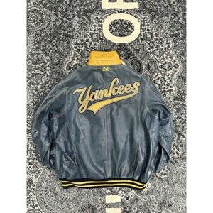 Vintage Mirage New York Yankees Leather Jacket Size 4XL Blue